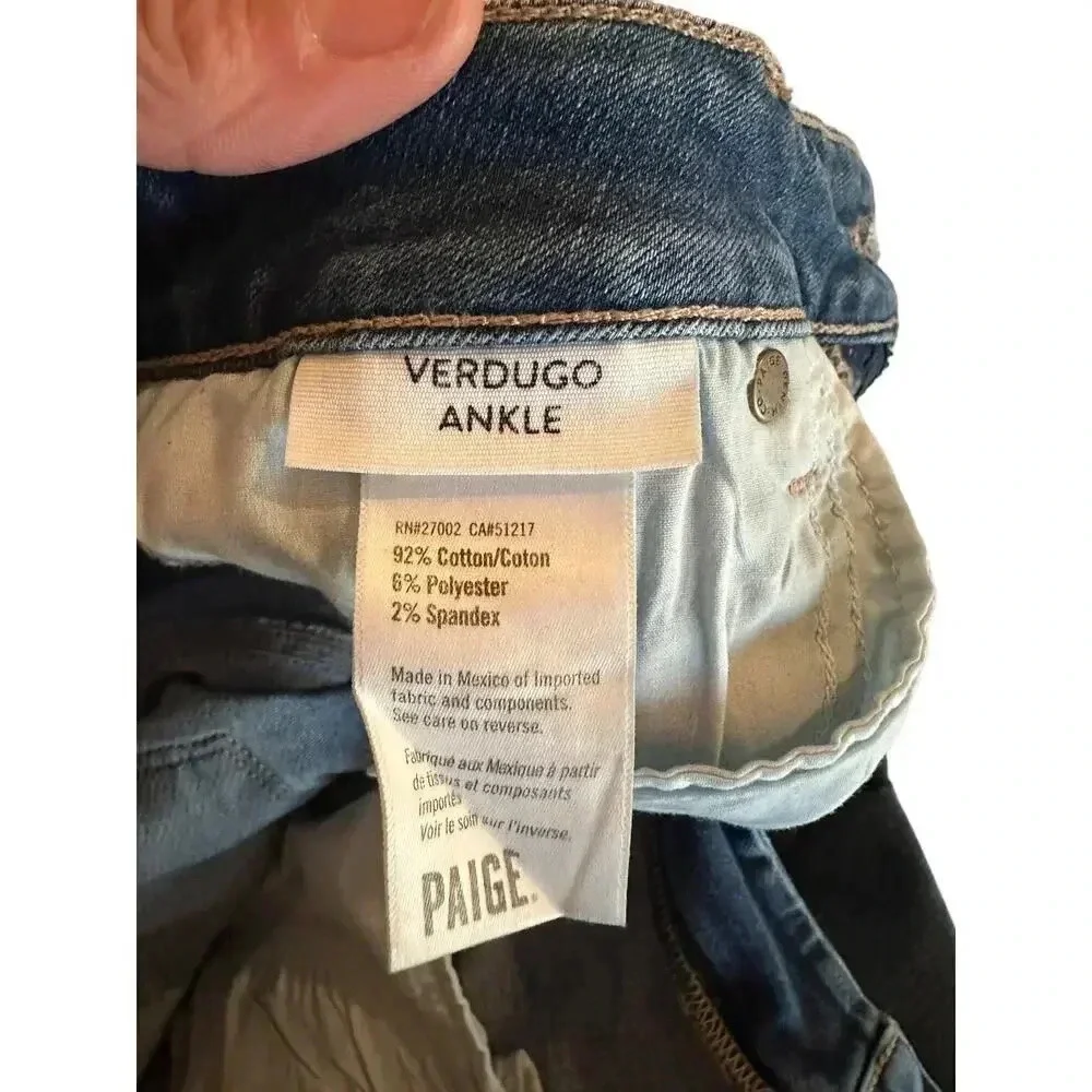 Paige Women's Blue Five Pocket Straight Leg Denim Verdugo Ankle Jean Size 30